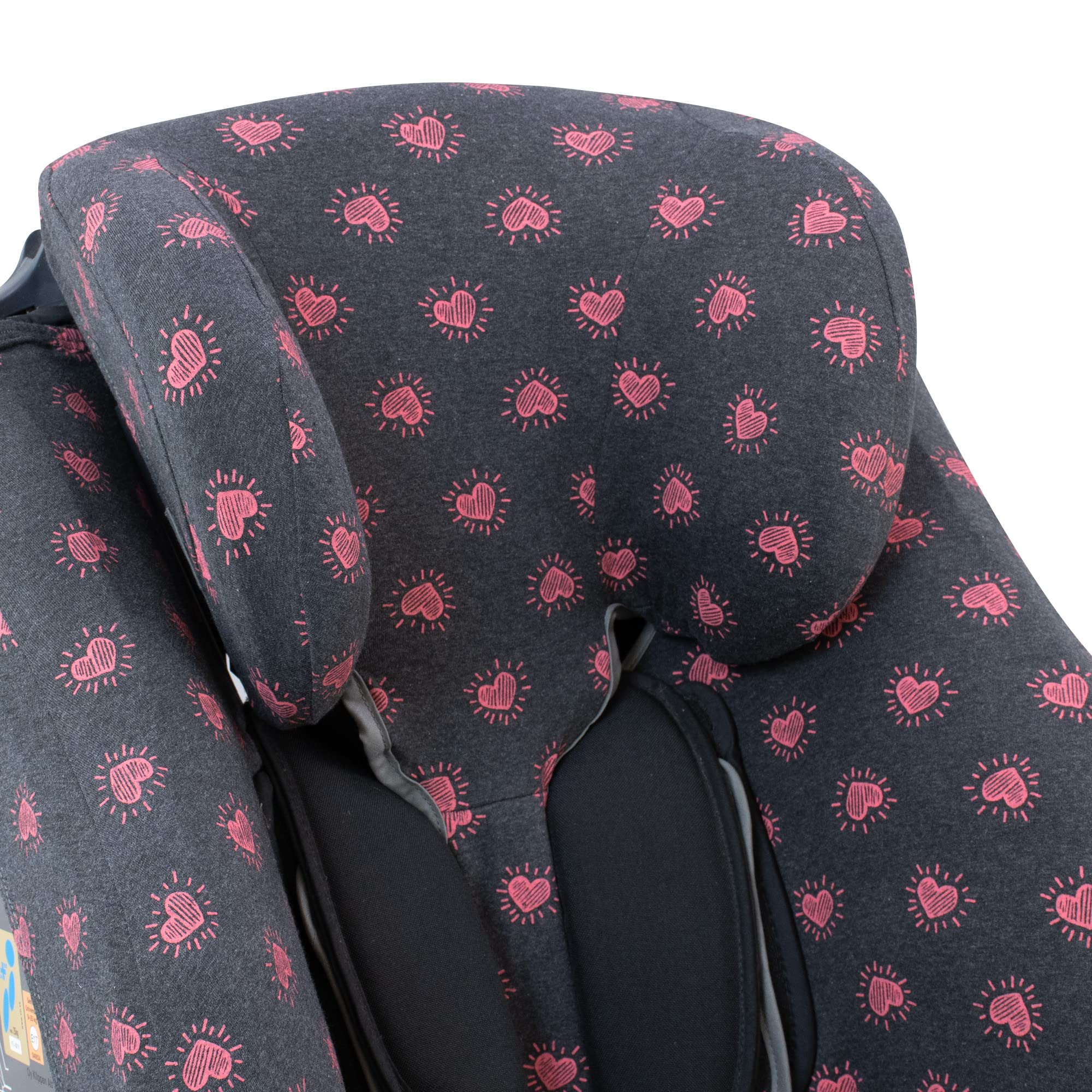 JYOKO KIDS Fodera per Seggiolino auto Compatibile con Klippan Triofix, Century, Maxi (Fluor Heart, KLIPPAN CENTURY)