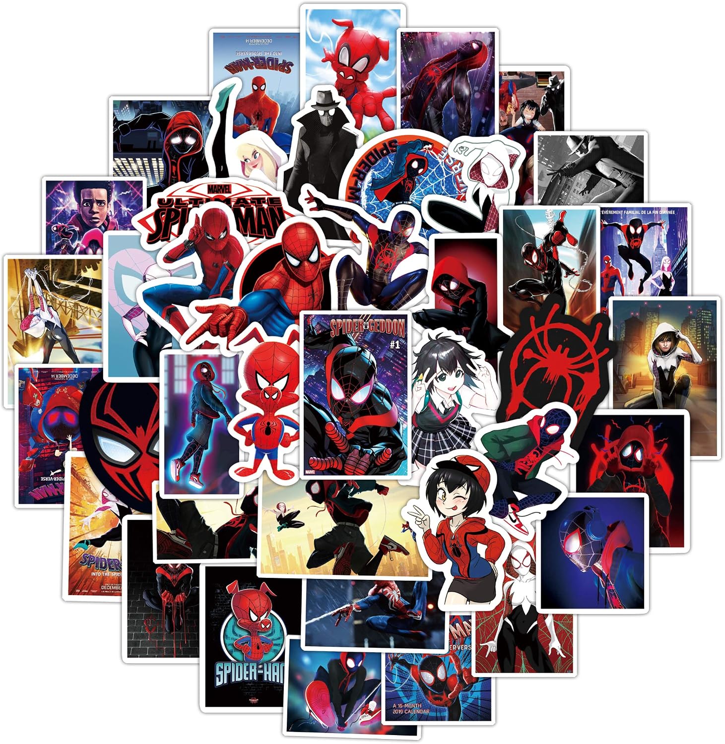 Spideman Miles Morales Stickers for Kids,Superhero Stickers for Water Bottle Hydro Flask MacBook Car Bike Bumper Skateboard Luggage