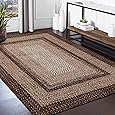 GAOMON Braided Rug 6x9 Washable Rug Braided Print Accent Rug Vintage Living Room Rug Low Pile Non Slip Indoor Carpet Non-Shedding Aesthetic Foldable Rug for Bedroom Farmhouse Office Nursery Brown