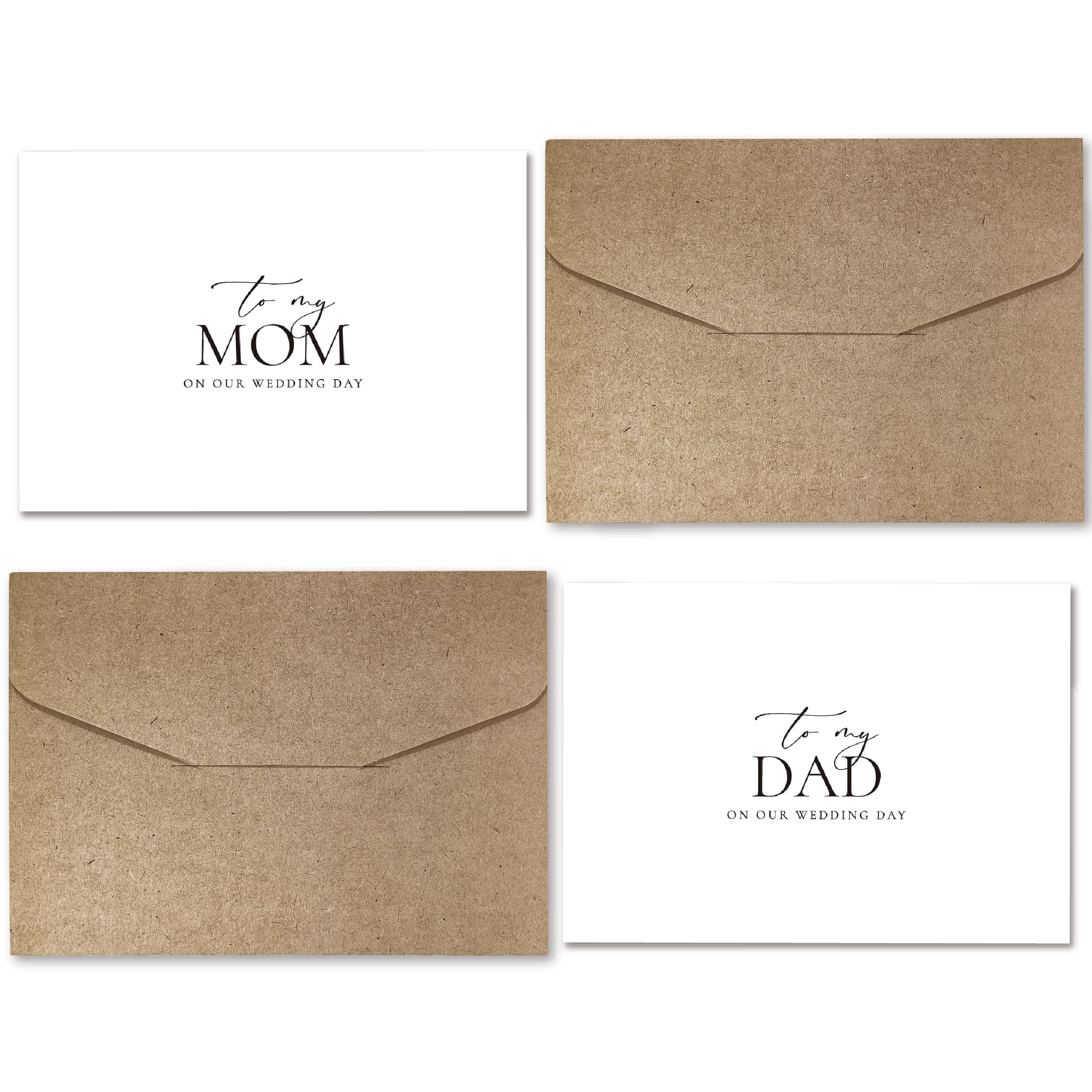 Mr&MrsGifts 2 Pcs Wedding Day Cards for Parents, To My Dad and My Mom On Our Wedding Day