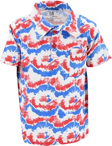 Unique Baby Boys Patriotic Tie Dye 4th of July Polo T Shirt 