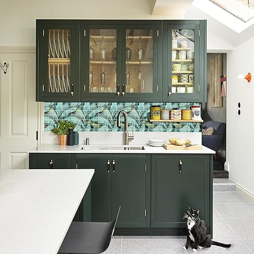 Miniatura 7 de Protector contra salpicaduras verde para despegar y pegar, adhesivo 3D, más grueso, para cocina, baño, azulejos de pared aptos para inquilinos (12 x