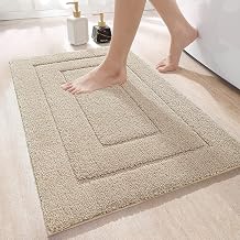 DEXI Bathroom Rug Bath Mat Non Slip Absorbent Soft Carpet for Tub Shower Room Bathroom Machine Washable Bath Rug 20"x32" Beige