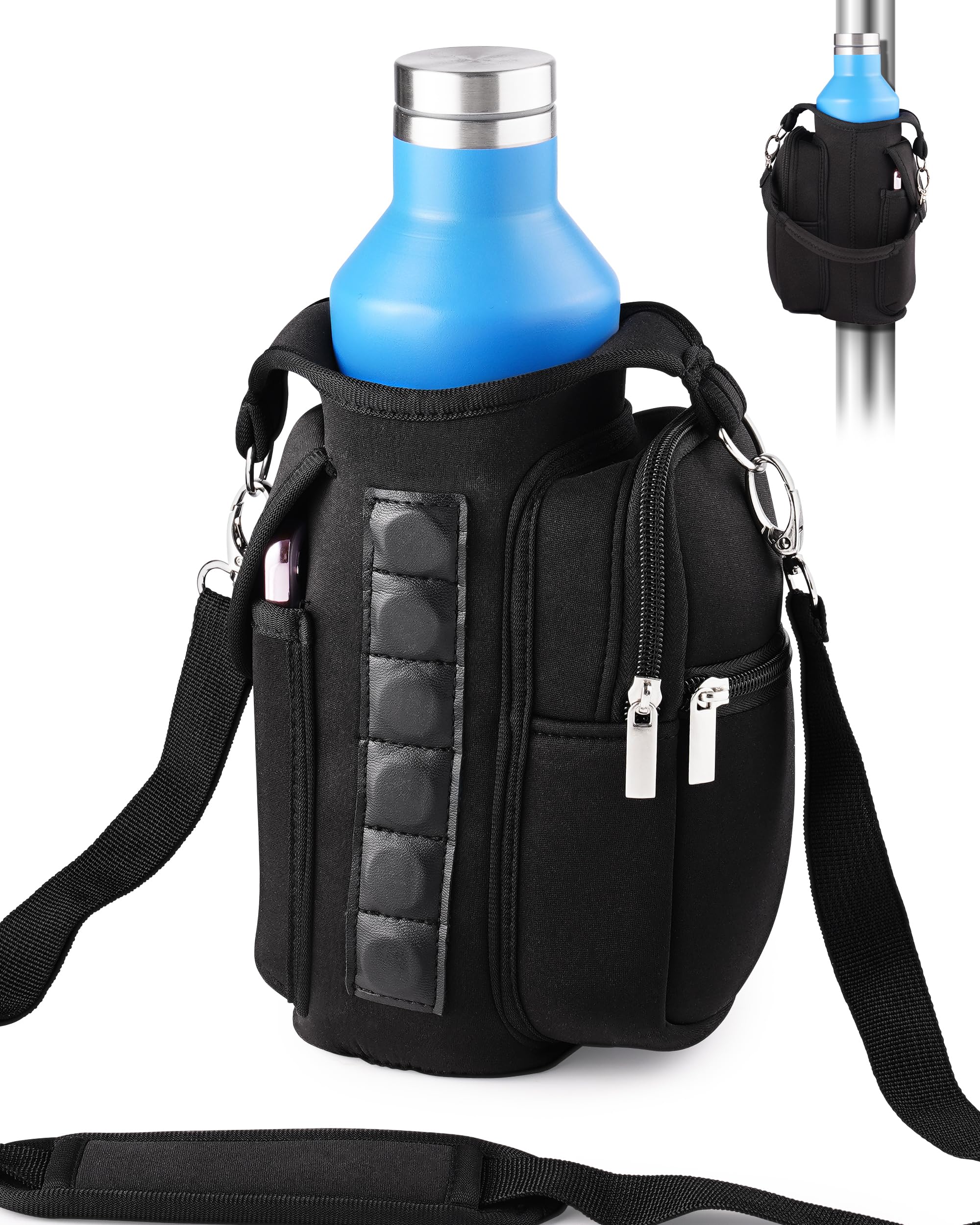 Gym Carrier, Magnetic Gym Pouch, Tumbler Carrier with Strap Phone Pockets, Fitness Portable Crossbody Bag with 6 Built-in Magnets, Gym Carrier with