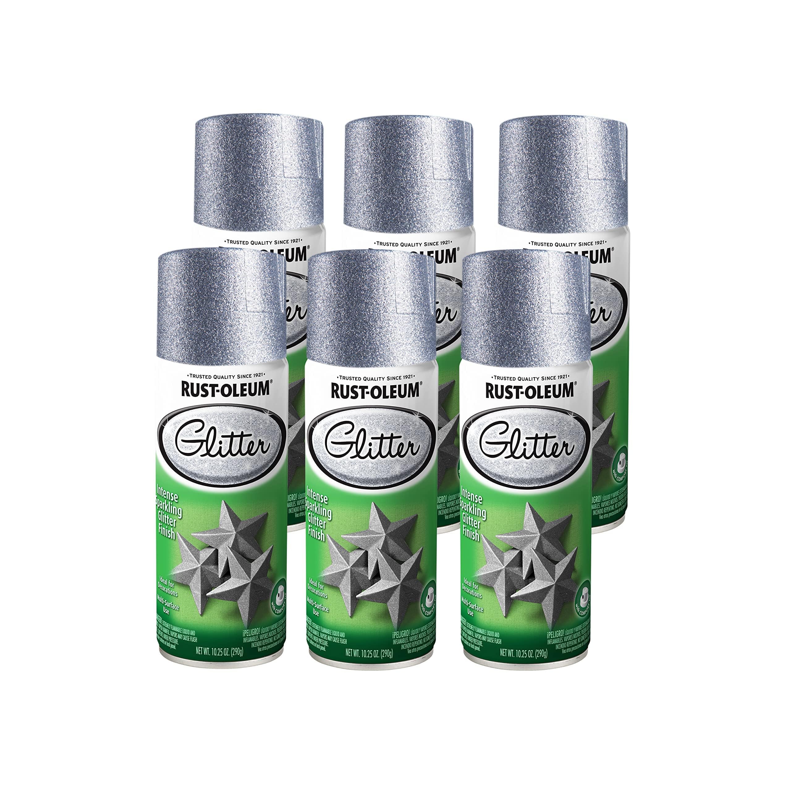 Rust-Oleum 301814-6PK Specialty Glitter Spray Paint, 10.25 Oz, Silver, 6 Pack