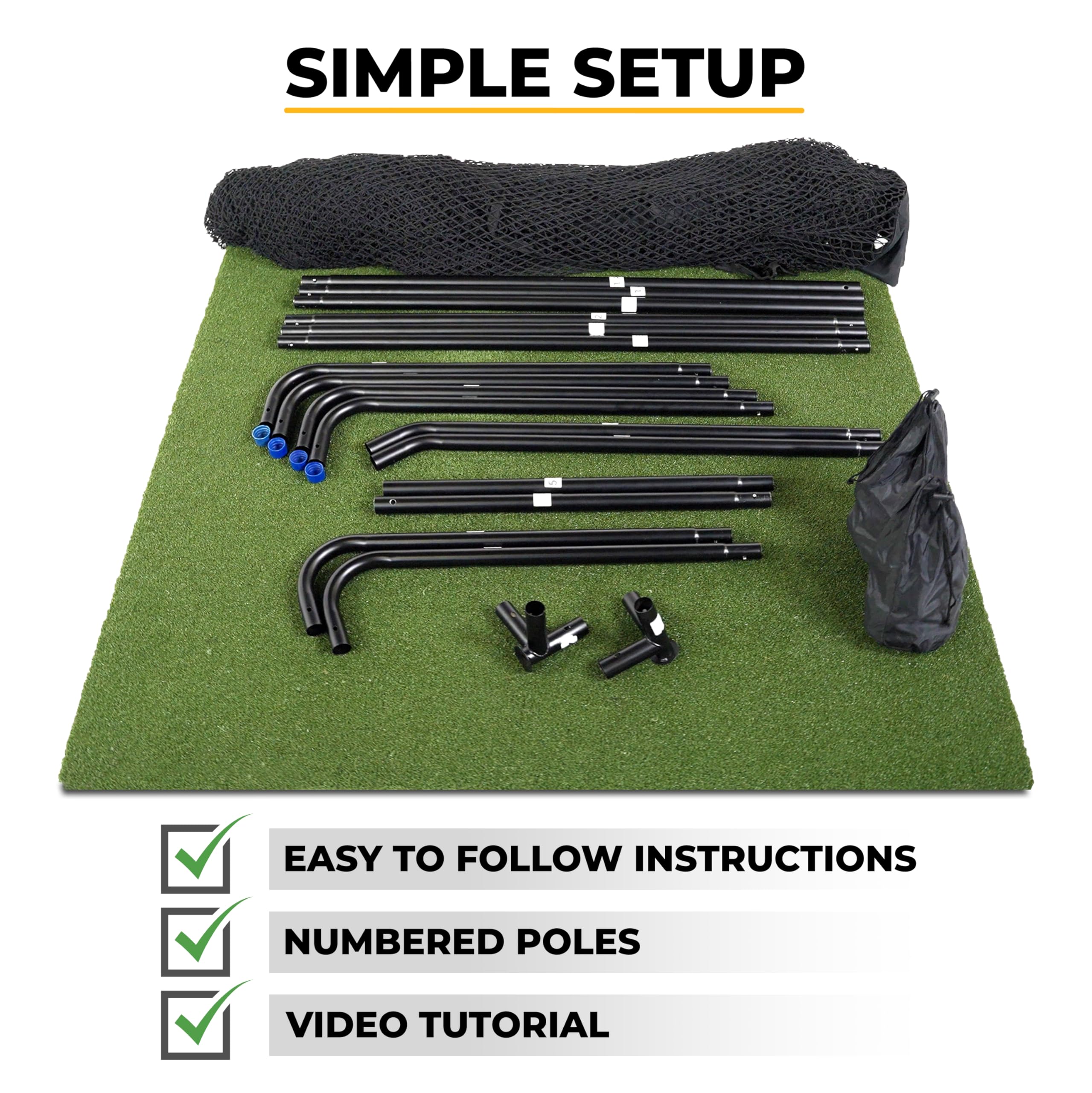 SimSpace Unisex Adult Tri Turf Multifunctional Golf Hitting Mat for Driving and Chipping Practice - Green, 64 cm x 40 cm