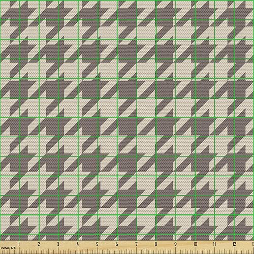 Miniatura 230 de Lunarable - Tela para amantes de perros de The Yard, patrón divertido de animales de dibujos animados en posiciones caprichosas estirando y Beige y