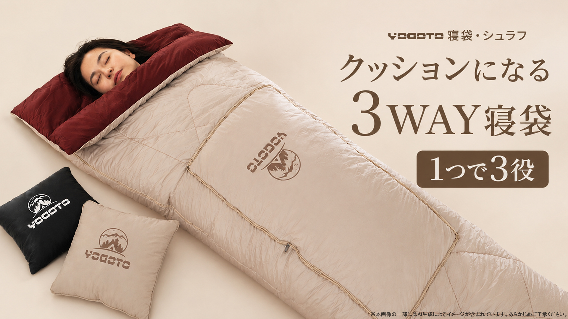 Amazon.co.jp: YOGOTO 寝袋 シュラフ クッションになる 3WAY 封筒型