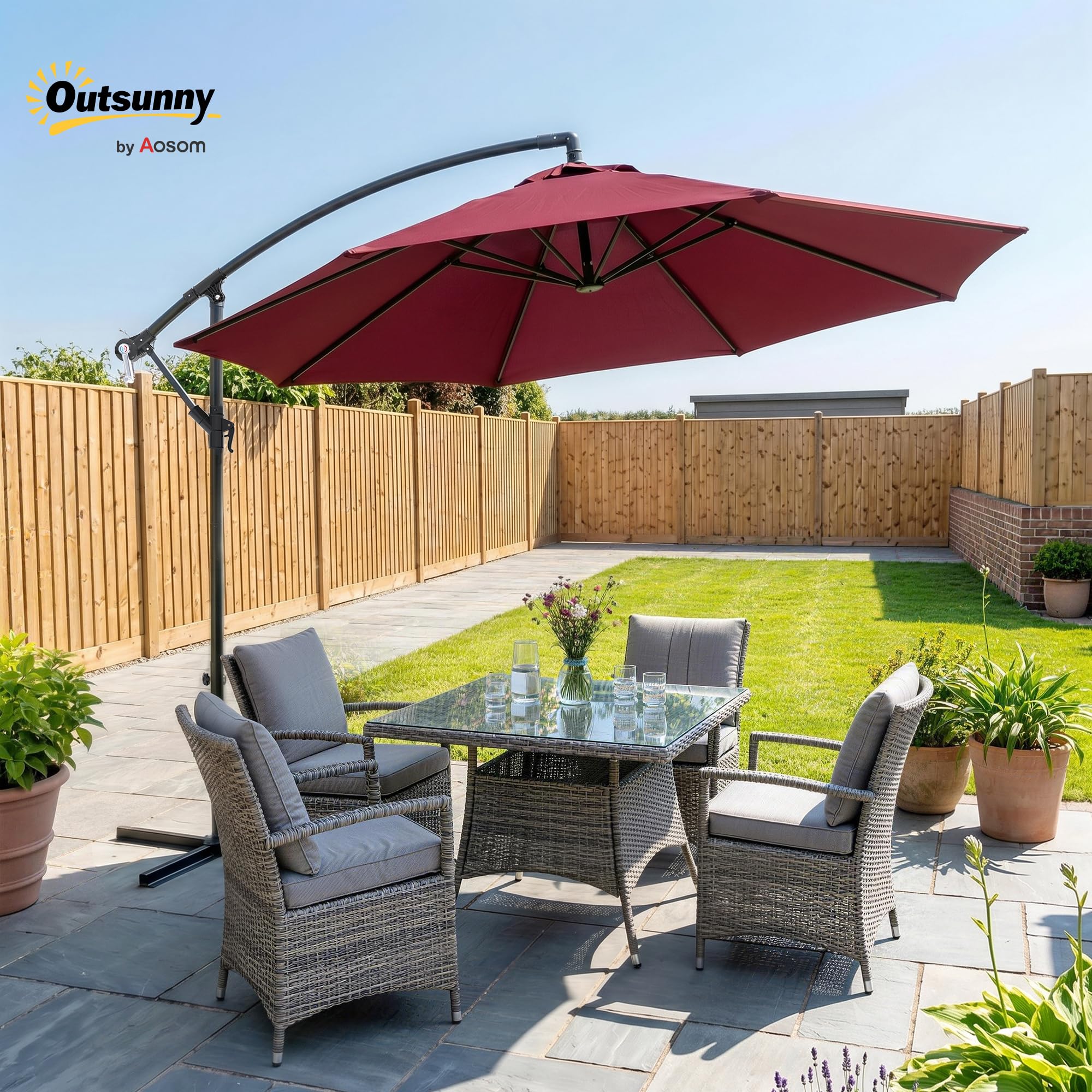 10 banana cantilever patio offset umbrella garden sunshade hanging outdoor Amazon.com : Outsunny 10' Cantilever Hanging Tilt Offset Patio Umbrella  with UV & Water Fighting Material and Cross Base (Weight Not Included), Red  : Patio, Lawn & Garden