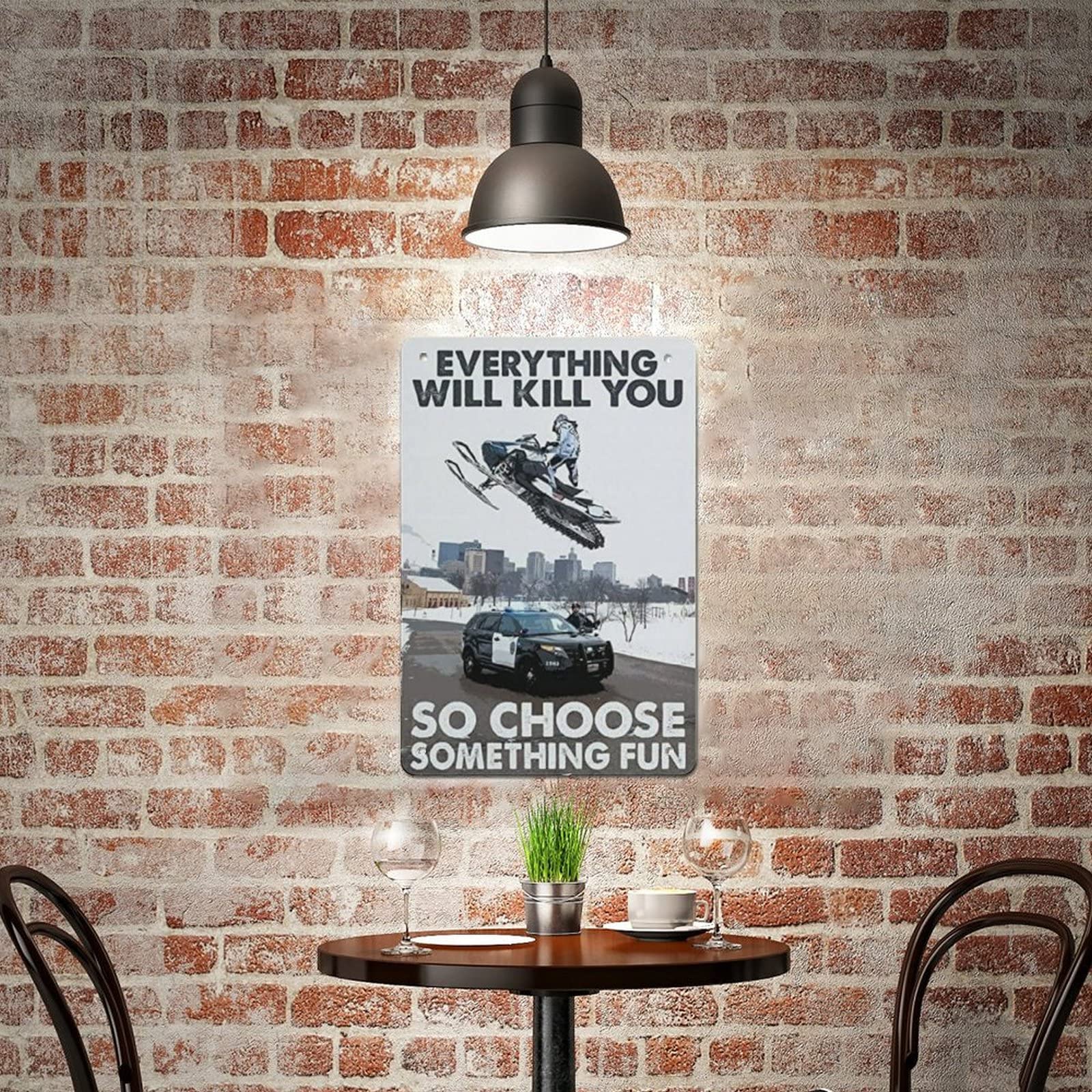 WEIMEILD Targa In Metallo Vintage 20x30 Cm – Scritta 'Everything Will Kill You So Choose Something Fun', Decorazione Da Parete