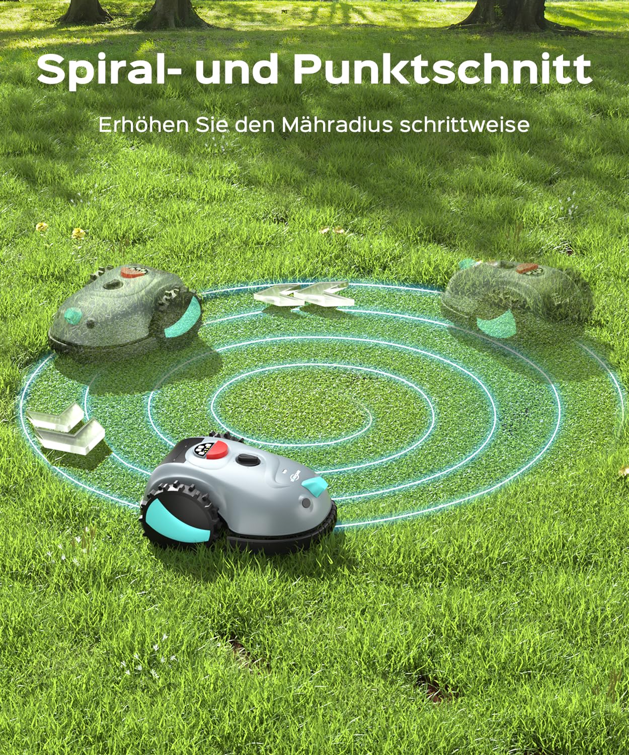 (2026 Neu) YARDCARE V100 Mähroboter ohne Begrenzungskabel, mit Vision-Navigation, Hindernisvermeidung(150 Arten), 4,0 Ah Akku Rasenmäher Roboter, Rasenroboter mit Magnetband, Ersatzklingen