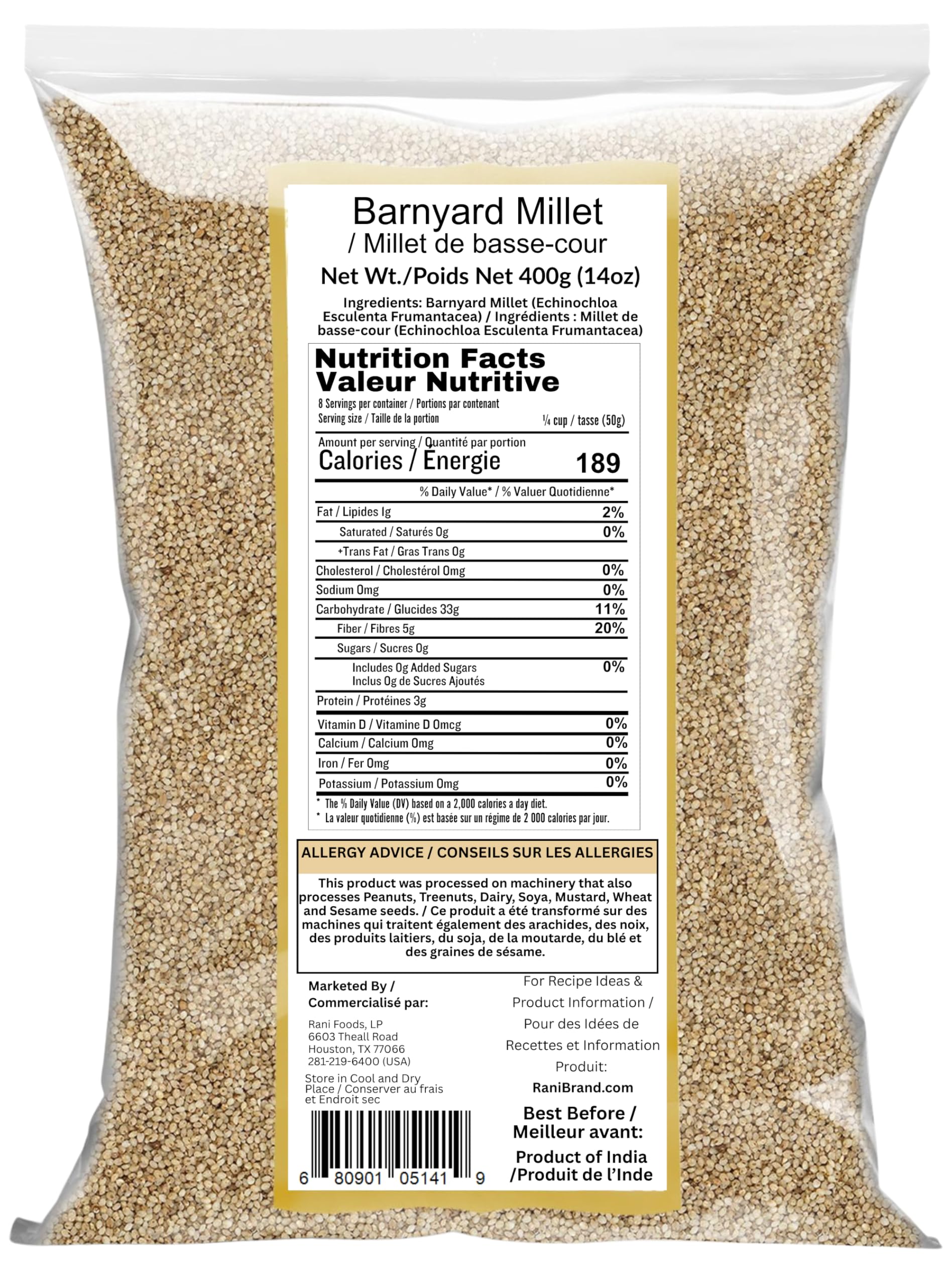 Rani Barnyard Millet (Echinochloa Esculenta Frumantacea) Whole