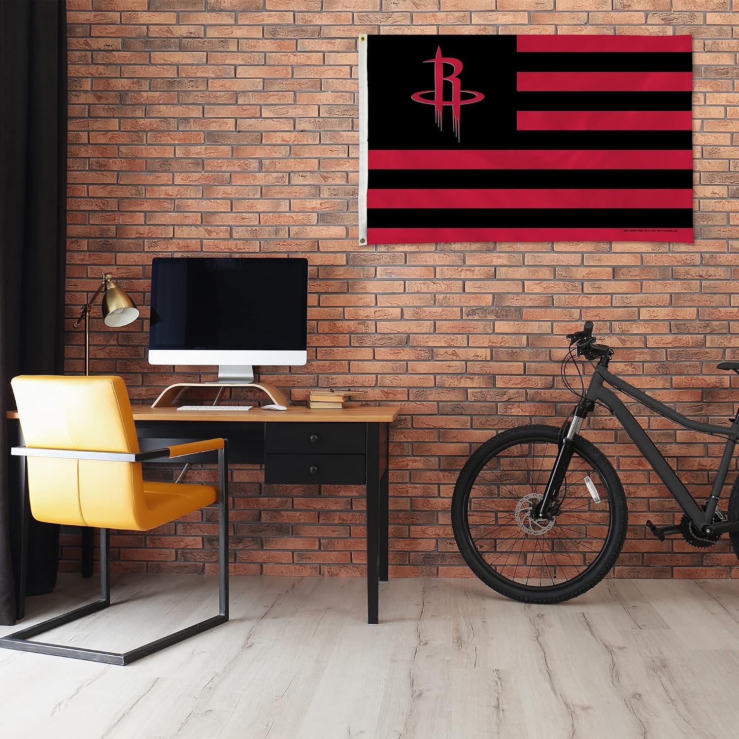 Rico Industries NBA Basketball Houston Rockets Stars & Stripes 3' x 5' Banner Flag Single Sided - Indoor or Outdoor - Home Décor