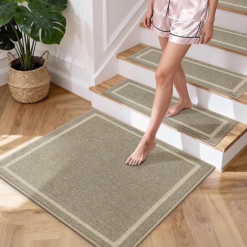 Vista 8 de COSY HOMEER Alfombra para Rellano de Escalera 30x30 Pulgadas, Alfombra Cuadrada Antideslizante para Escalones de Madera Interior, Poliéster Lavable