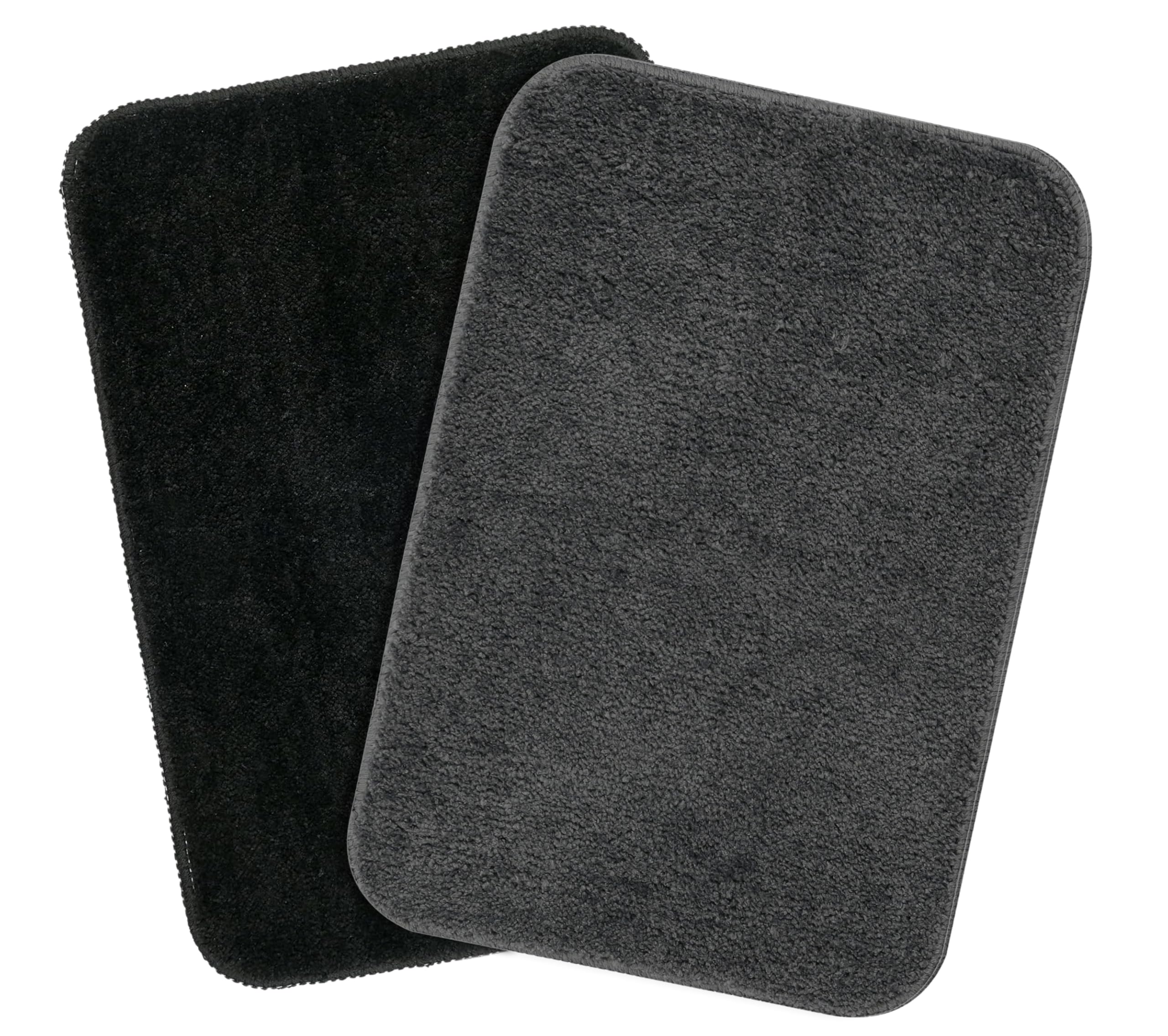 Saral Home Solid Soft Microfibe Antiskid Bathmat 2Pc, Grey-Black. 40x60 cm