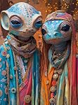 Cross & Glory - Meet The Aliens: Xantara and Nykara - 1000 Piece Jigsaw Puzzle | Unique Alien Couple Artwork | Satin Finish