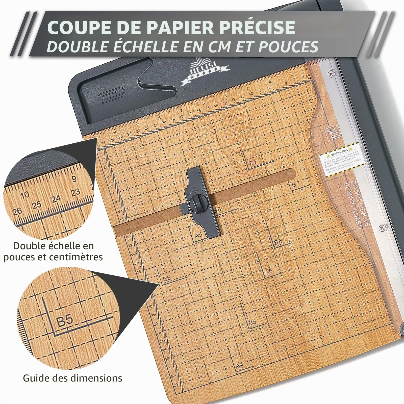 Massicot à guillotine pour bois (jusqu'à 80 g A4, capacité de coupe de 32 feuilles) - Massicot manuel - Massicot à levier - Ciseaux pour papier et photos - Haute précision