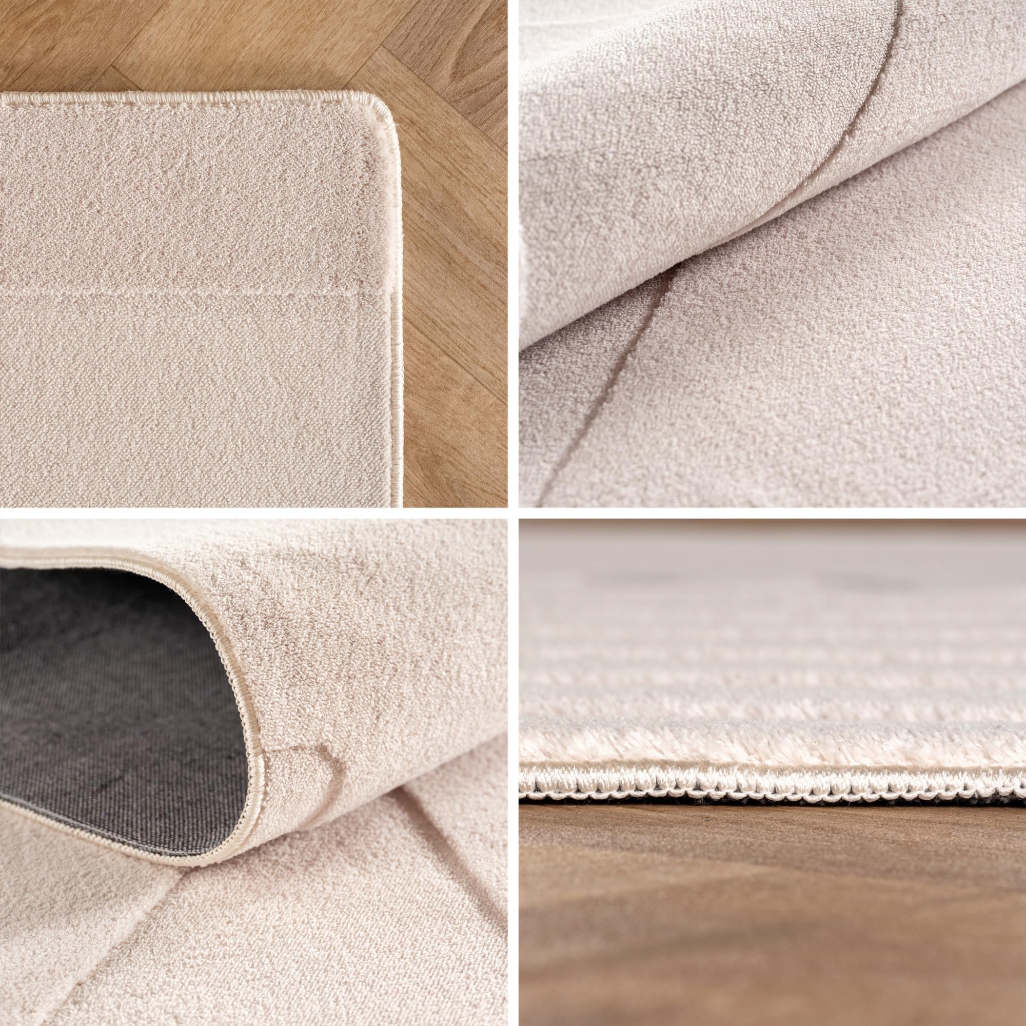 HomebyHome Tapis bohème 160 x 230 cm crème Poils courts scandinaves doux Effet 3D Lavable et facile d'entretien Moderne pour salon, salle à manger ou chambre