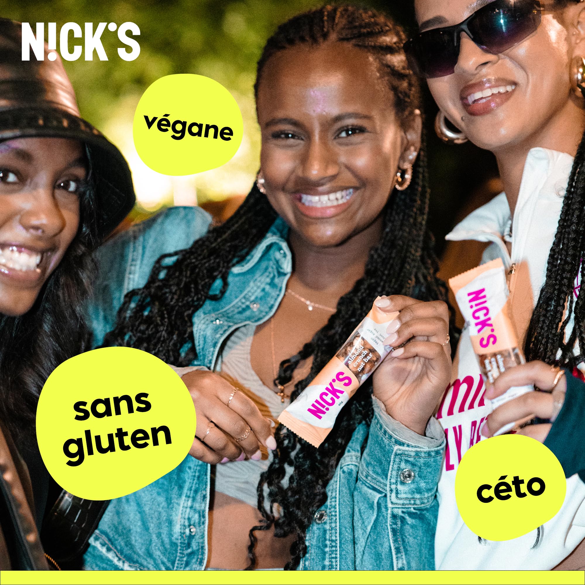 NICKS Keto Barre Chocolat et Cacahuètes | Vegan Nut Bar Sans Sucre Ajouté, Sans Gluten & Sans Huile de Palme | Riche en Fibres, Faible en Glucides (12x40g)