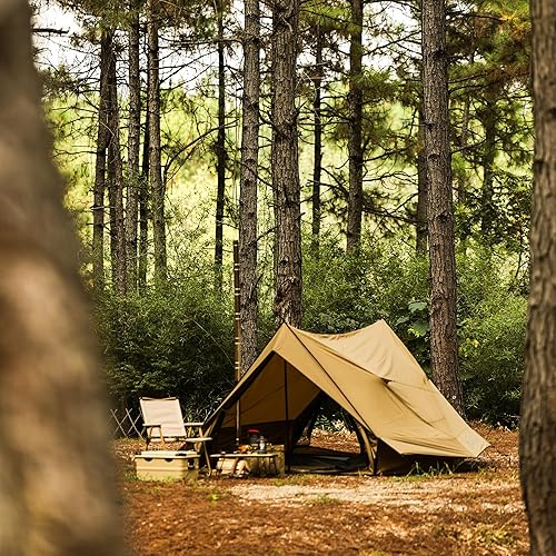 Miniatura 8 de Tienda de campaña caliente con gato de estufa, refugio impermeable y resistente al viento para 4 estaciones, para 1 a 4 personas, ligera para