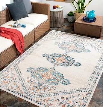 Artistic Weavers Huntington Beach Outdoor Bohemian Medallion Area Rug,53" x 7,Navy