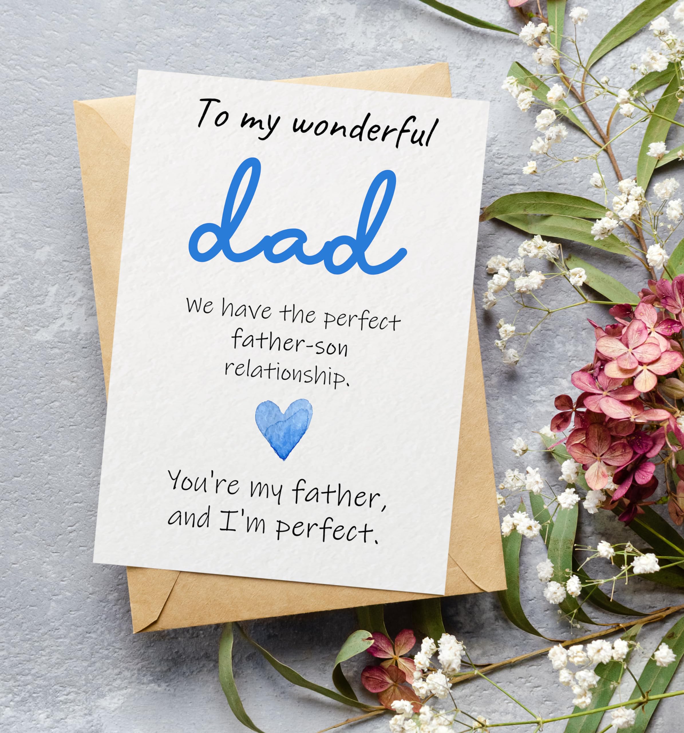 Vatertagskarte Von Sohn – 'To My Wonderful Dad', 12,7x17,8 Cm, Mit Umschlag, Innen Leer Zum Selbstgestalten