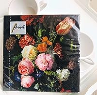 Vista 2 de Generic Servilletas florales navideñas de 20 quilates, 13 x 13 pulgadas, color negro, multicolor, papel de 3 capas, perfectas para almuerzos, cenas