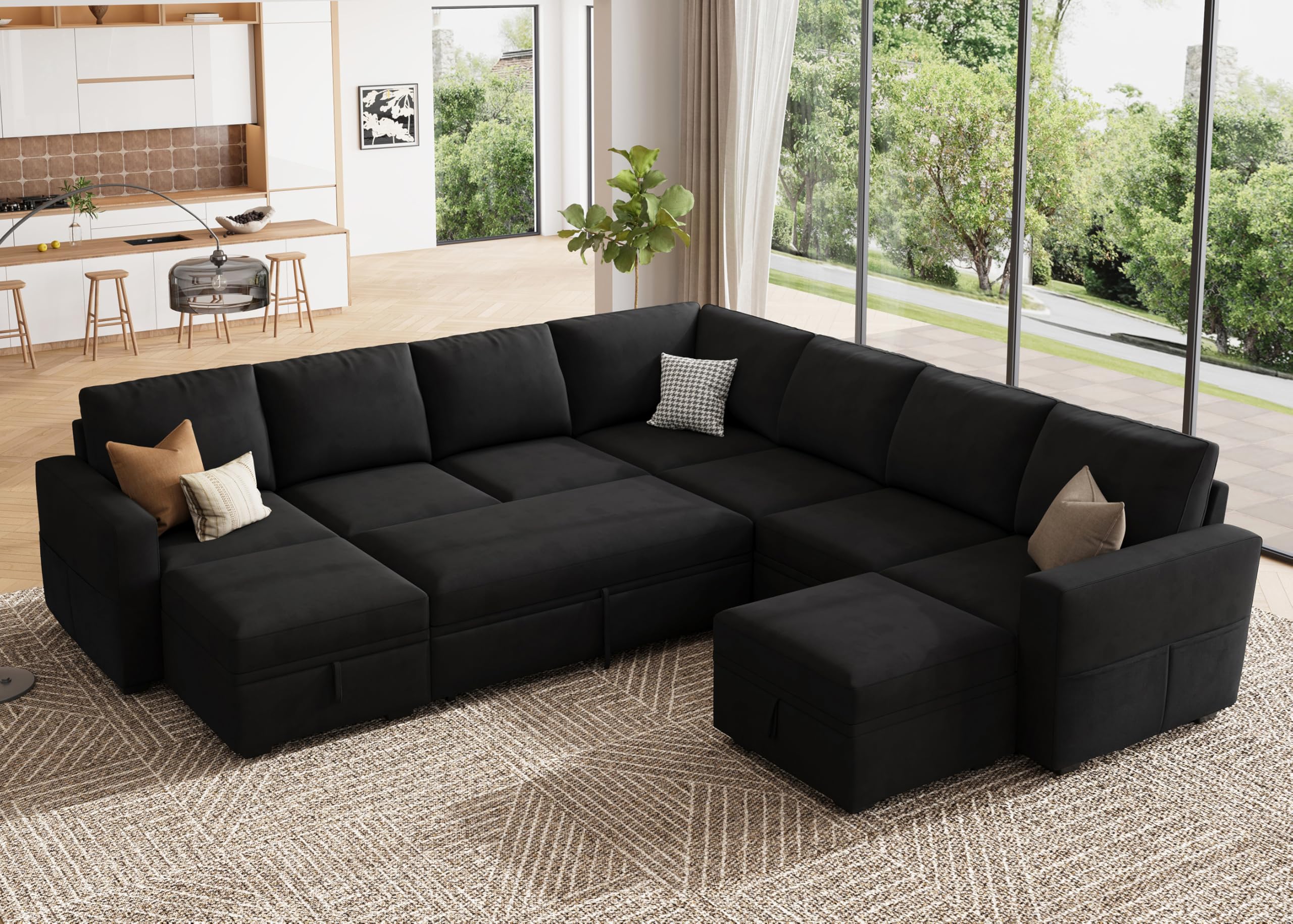 HONBAY Modular Sleeper Sofa with Pull-Out Bed