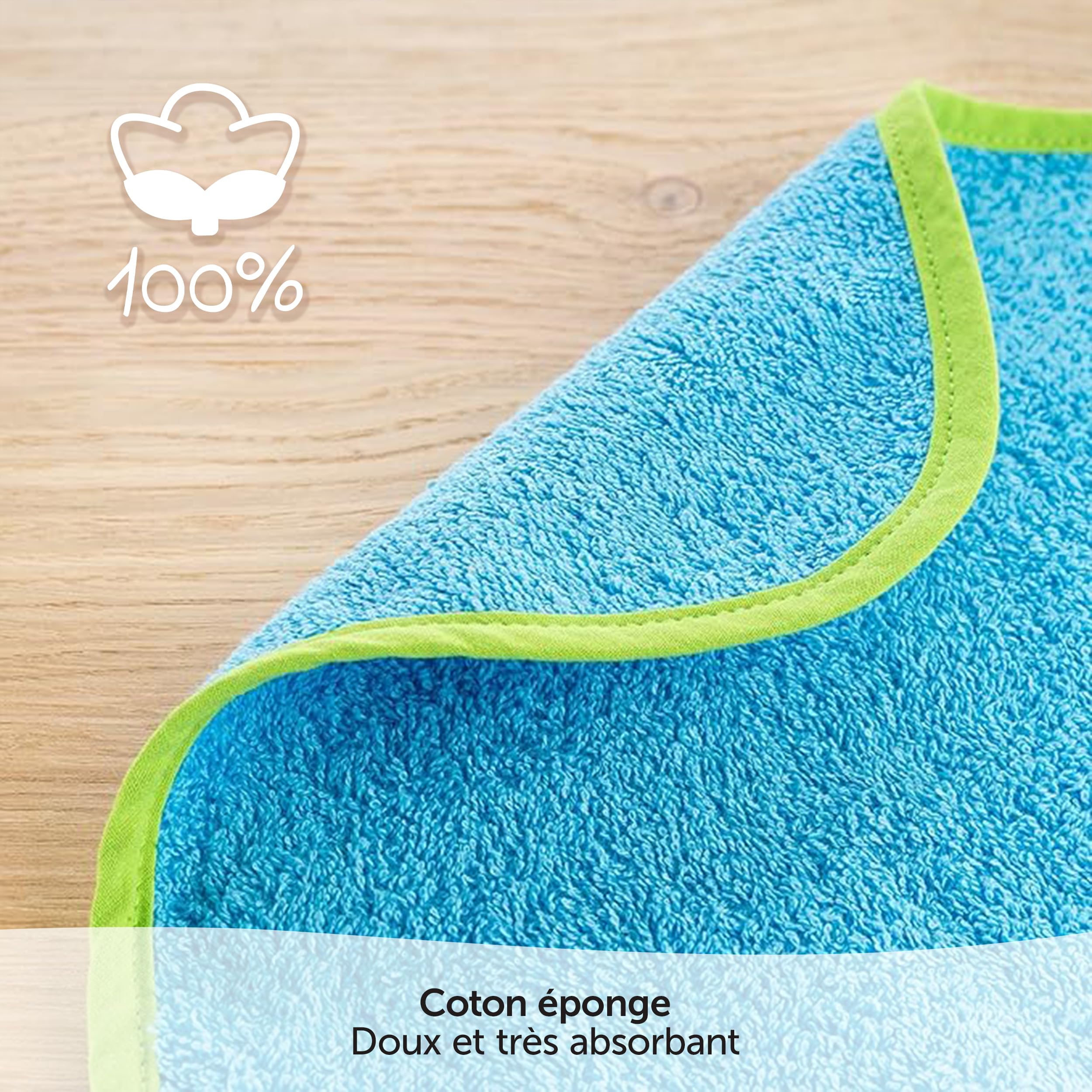 Lot de 2 bavoirs pour bébé/enfants - Bavoir avec bouton pression/Taille réglable/Extra Large/Très absorbant/certifié Öko-Tex/100% coton