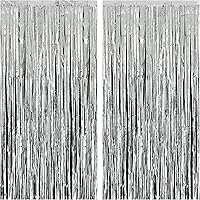 Vista 19 de KatchOn - Telón de fondo negro con flecos de 6.4 x 8 pies, extra grande, paquete de 2, telón de fondo de oropel negro para decoraciones de fiesta