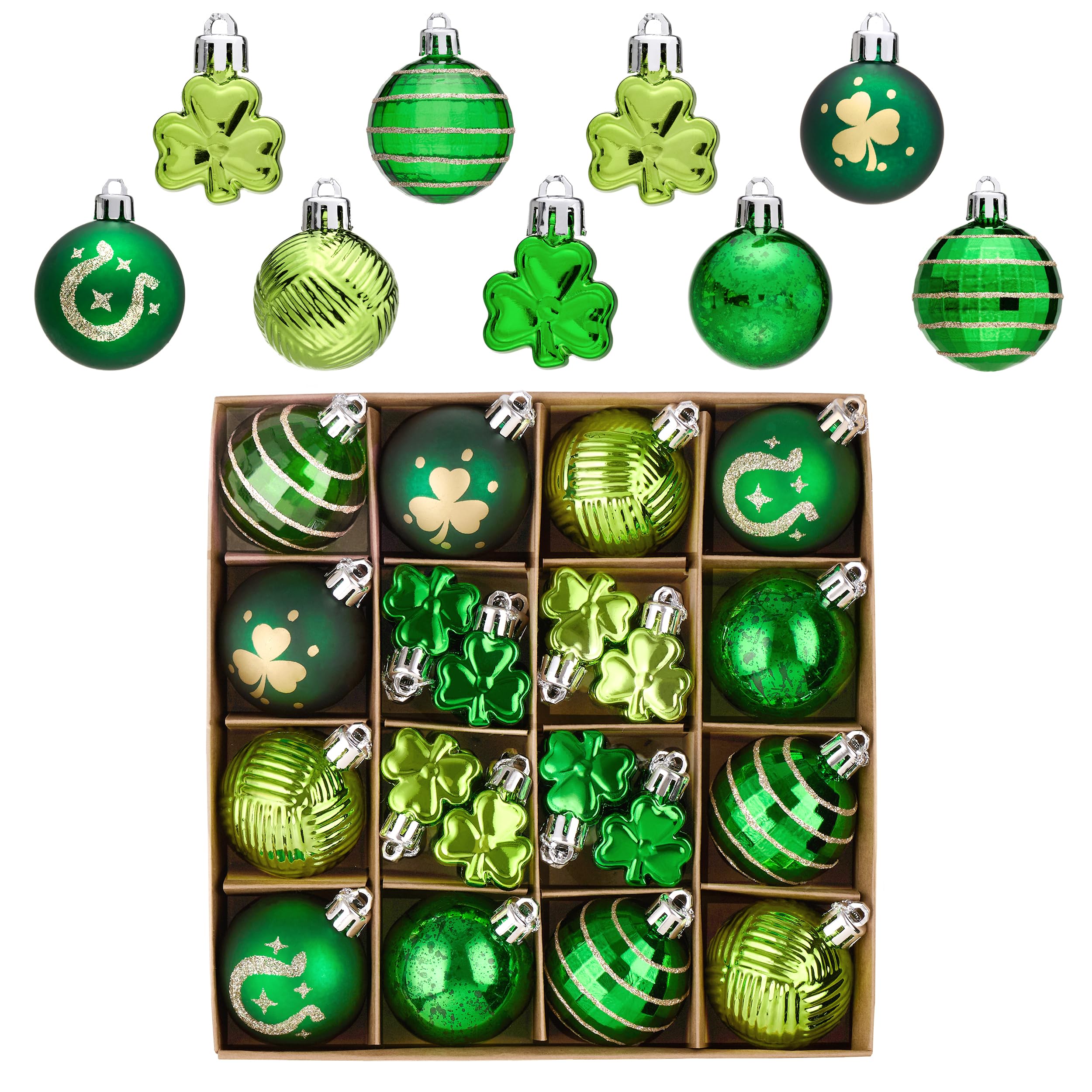 Décorations de fête de la Saint-Patrick incassables : 36 trèfles de 5 cm verts et dorés sans risque