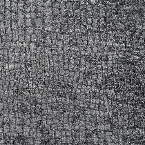 A0151U - Tela de tapicería de terciopelo tejido brillante de cocodrilo texturizado gris por The Yard