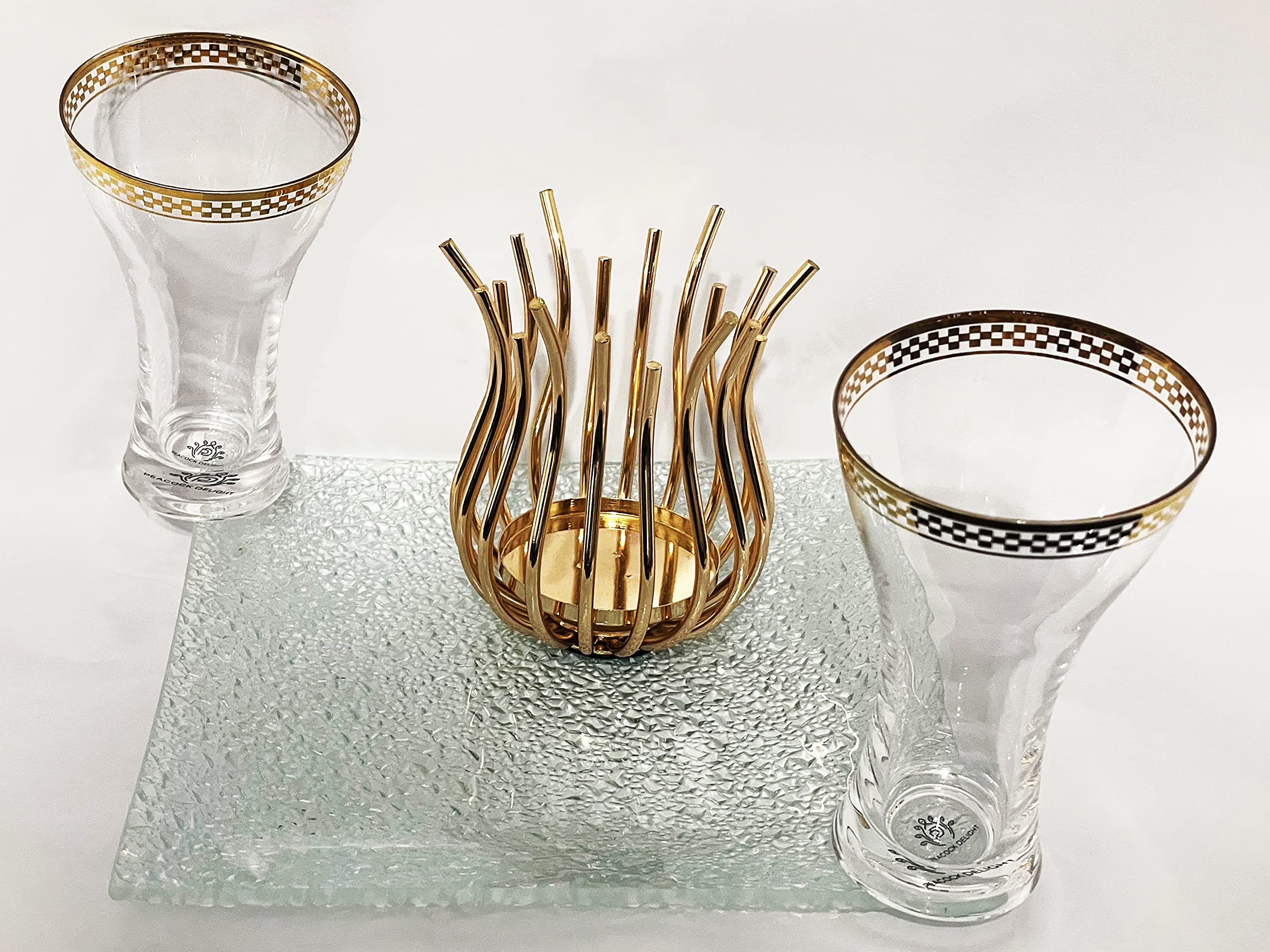 Buy Gold Rimmed Stemless Martini Glasses Cocktail set of 2 with