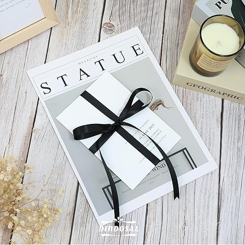 Miniatura 6 de Cinta negra de satén de 12 pulgada para envolver regalos, arreglos florales, manualidades, invitación para despedida de soltera, 50 yardas