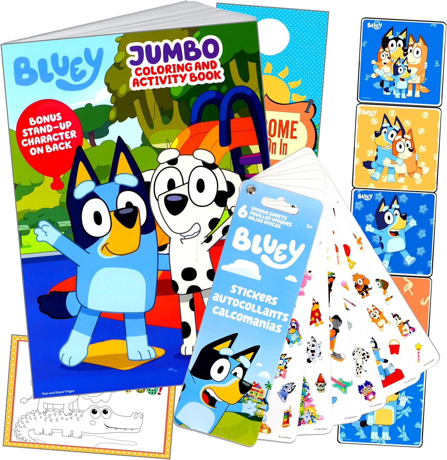 Bendon Bluey Stickers Coloring Book Activity Set with Bluey Coloring Book, Sticker Sheets, Reward Stickers, and More