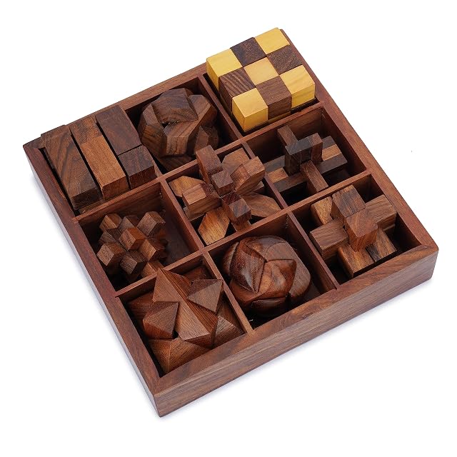 Ajuny Caja De Juegos De Rompecabezas Madera 3D con Caja De Almacenamiento