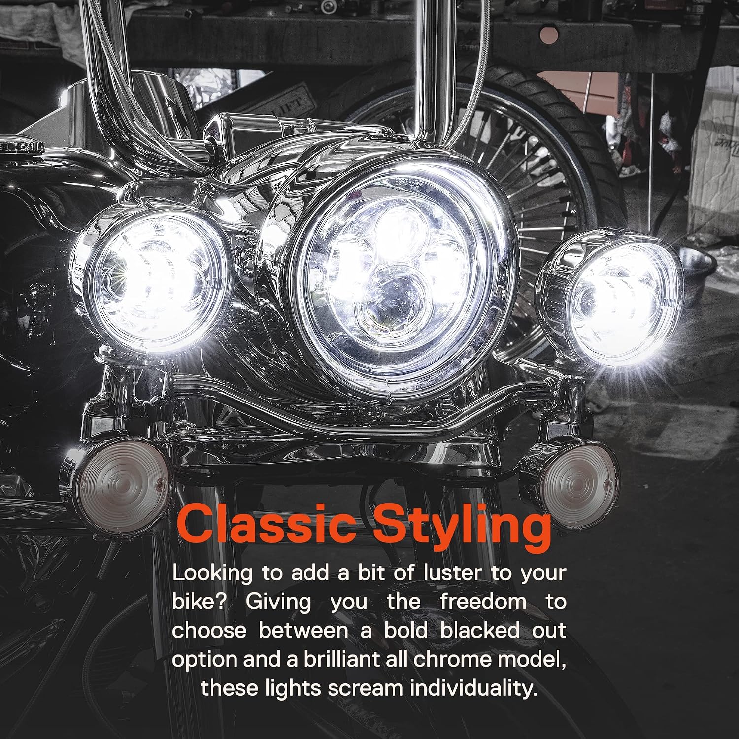 7" LED Headlight/4.5" Passing Lights for Harley Davidson + Mounting Bracket [Chrome-Finish] [4500 lm] [Plug n Play] For Touring Dyna Electra Glide Road King Softail Fatboy Road Glide Street Glide