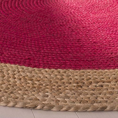 Miniatura 3 de SAFAVIEH Natural Fiber Round Collection NF801C - Alfombra redonda de yute trenzada de 3 pies, hecha a mano, color fucsia