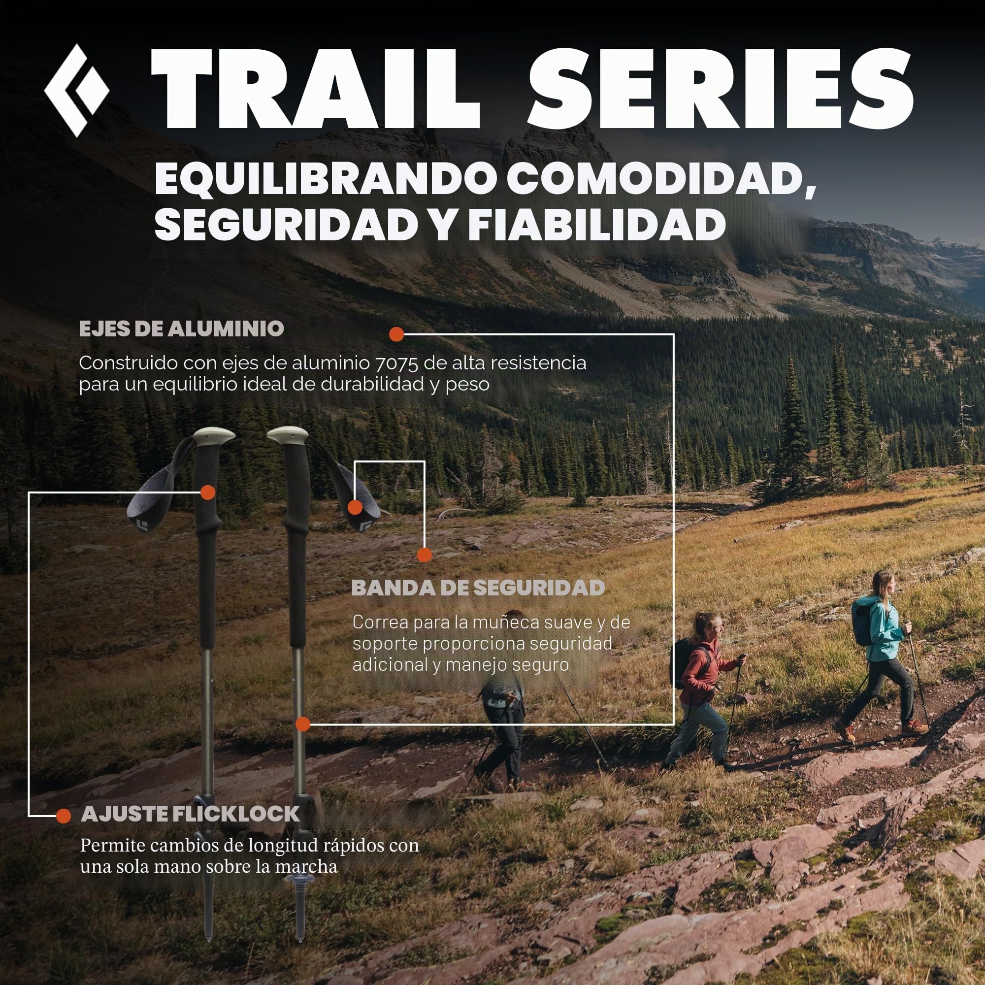 Black Diamond Trail Trek Poles Bastones de Senderismo, Unisex-Adult, Picante, 64-140 cm