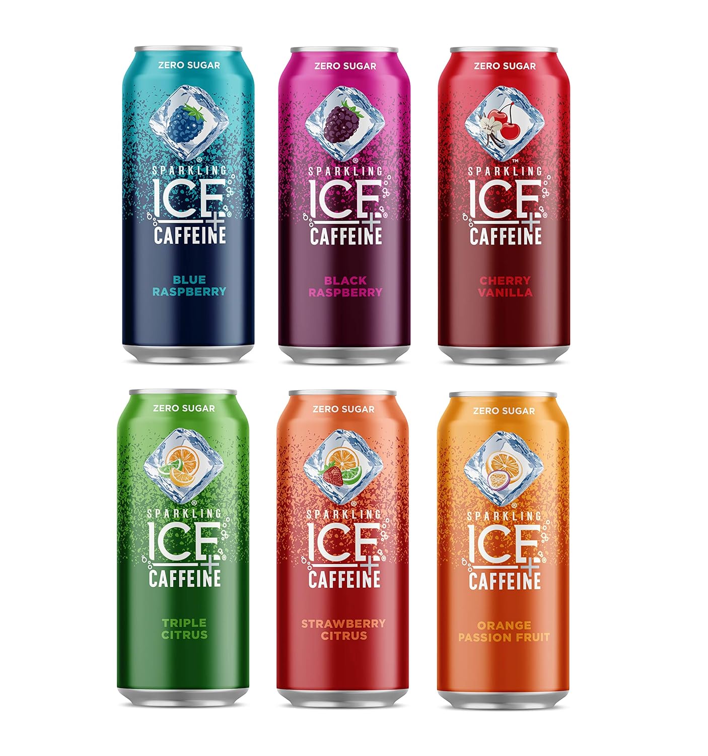 Sparkling Ice +Caffeine, Naturally Flavored Sparkling Water with Antioxidants & Vitamins, Zero Sugar, Multi-Flavor Variety Pack, 16oz Cans with Oasis ...