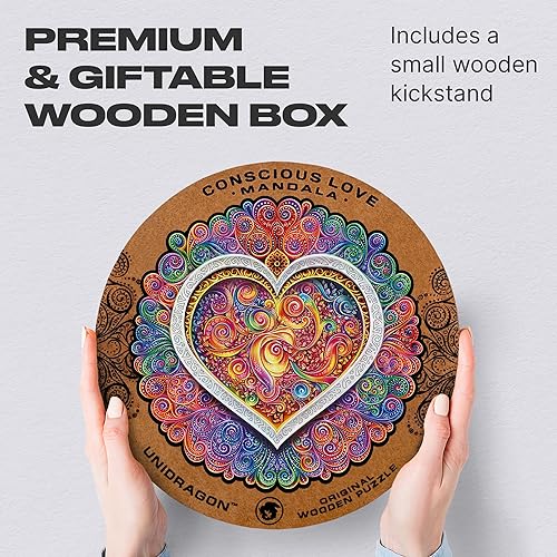 Miniatura 4 de UNIDRAGON Rompecabezas de madera original Mandala Conscious Love King de 13 x 13 pulgadas (13.0 x 13.0 in) rompecabezas para adultos y niños,