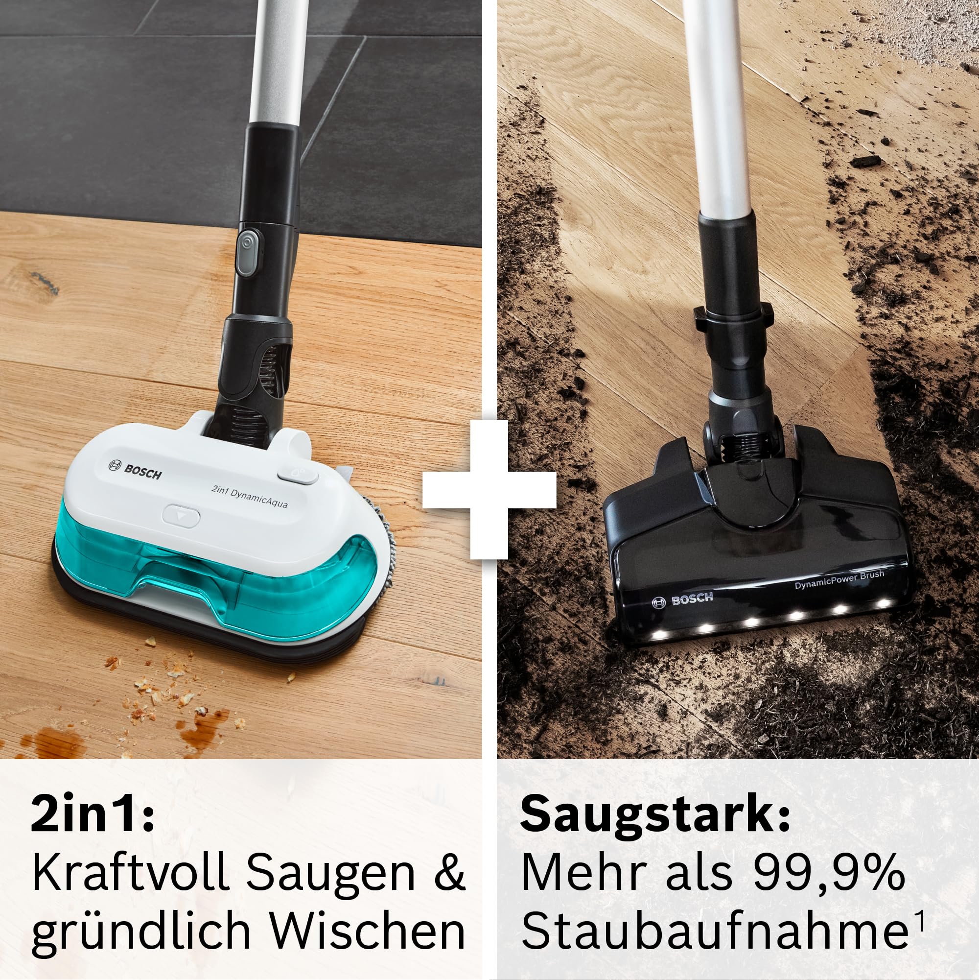 Bosch Akku-Staubsauger Unlimited 7 ProHygienic Aqua BKS71HYG4, kabellos, 2in1 Saugen & Wischen, Knickrohr, HEPA-Filtersystem, 10 J. Motorgarantie, Wechselakku, Mini-Turbo-Düse, Made in Germany, weiß