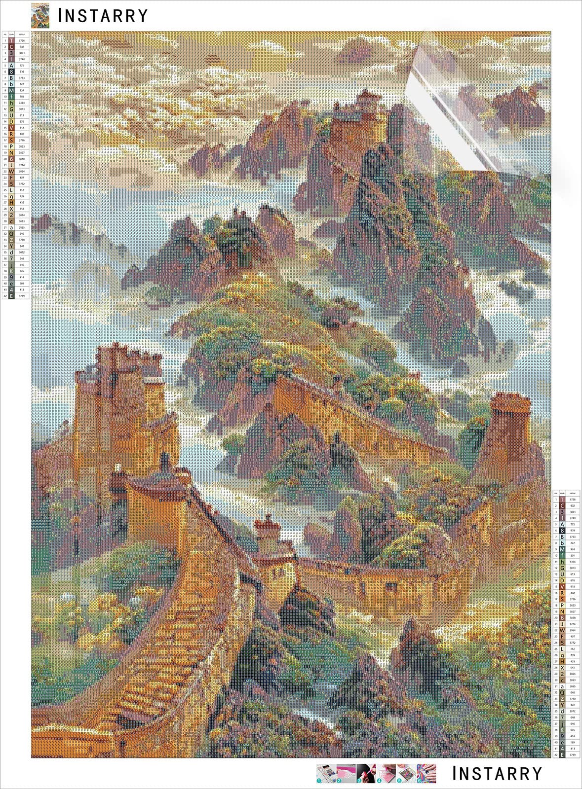 Tableau Broderie Diamant 5D - La Grande Muraille De Chine | Format 120x50 Cm, Diamants Ronds, Kit Complet