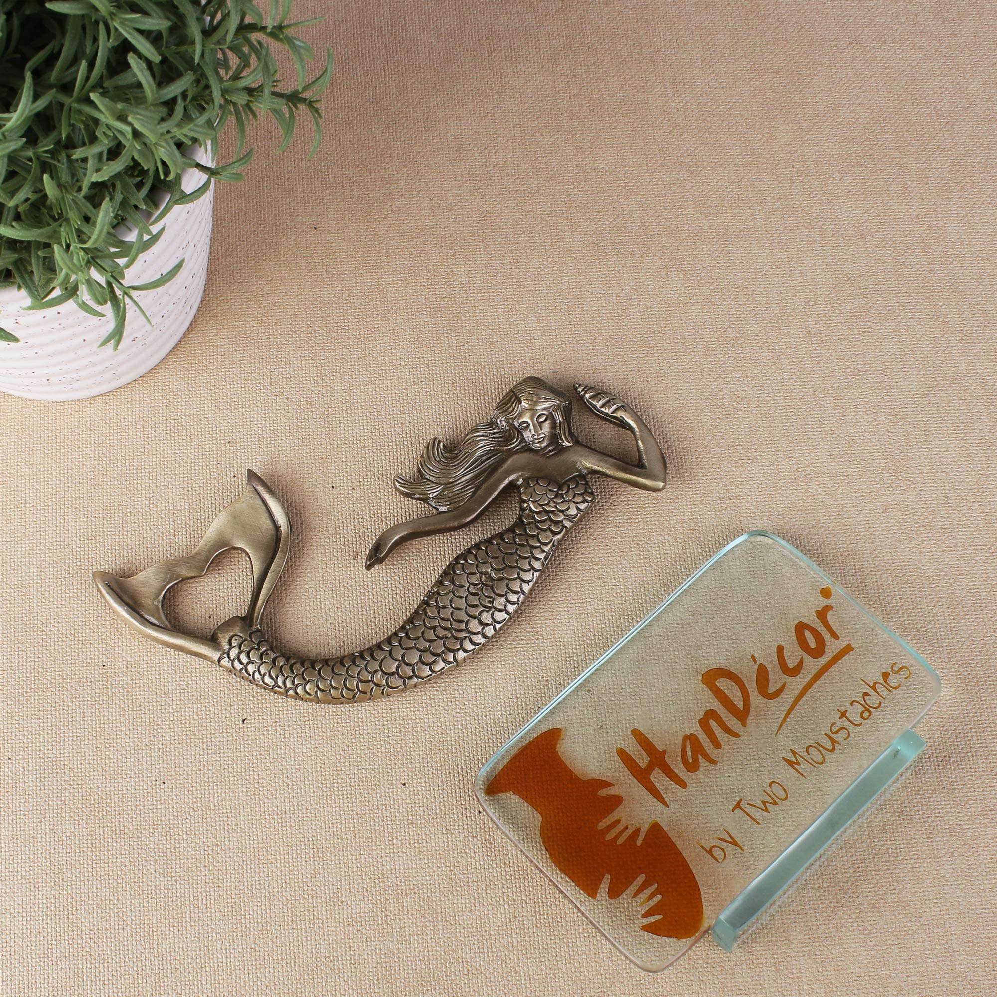 Mermaid Design Brass Bottle Opener, Bar Accessories, Brass Barware Decor, Standard, Pack of 1