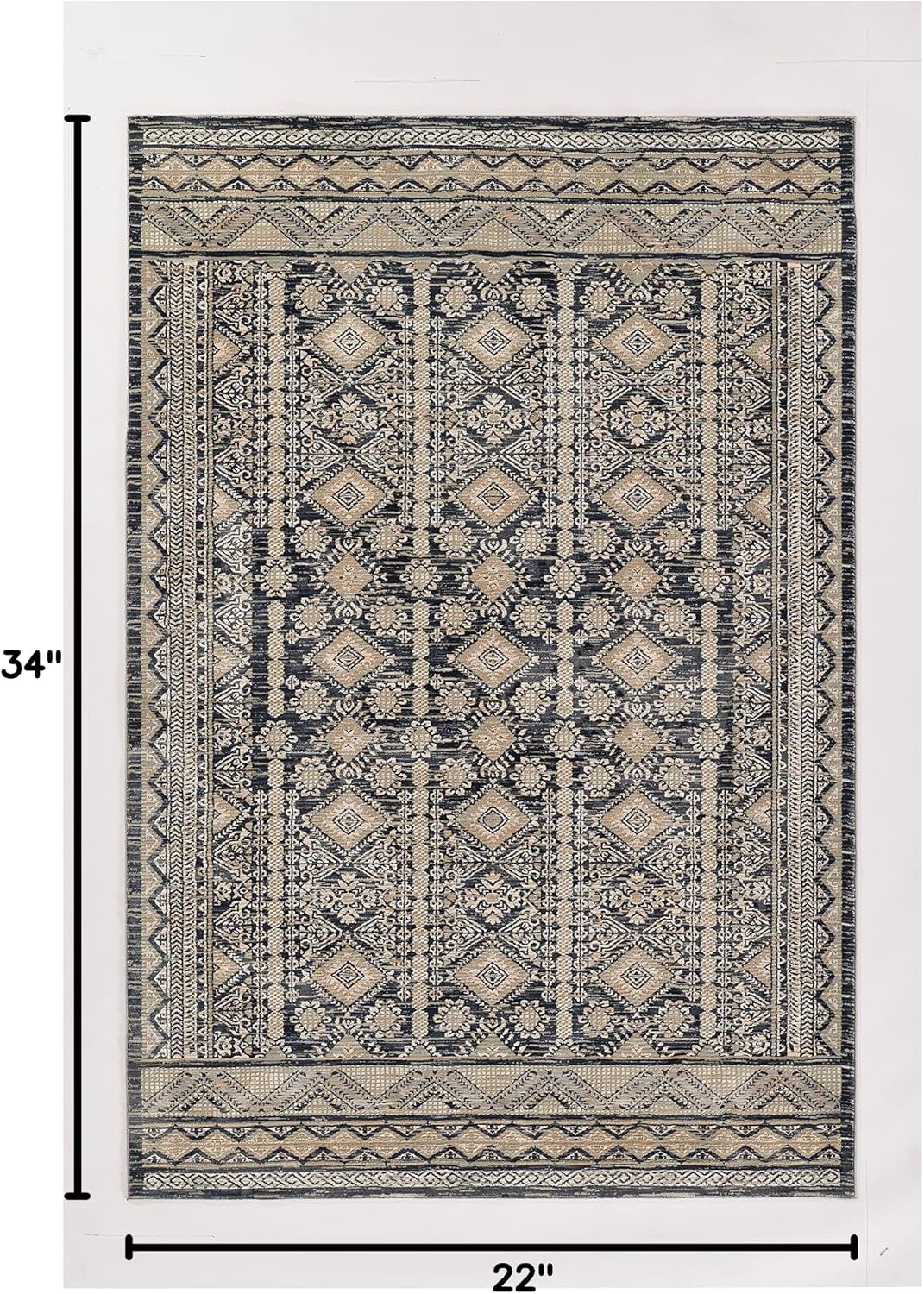 Momeni Genevieve Geometric Polyester Charcoal Area Rug 1'10" X 2'10"