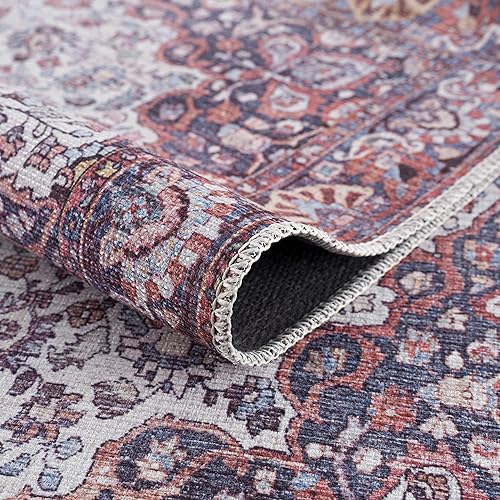 Miniatura 7 de Georgia Collection Cael - Alfombra lavable a máquina, estilo oriental persa floral desteñido, para sala de estar y dormitorio, alfombra envejecida