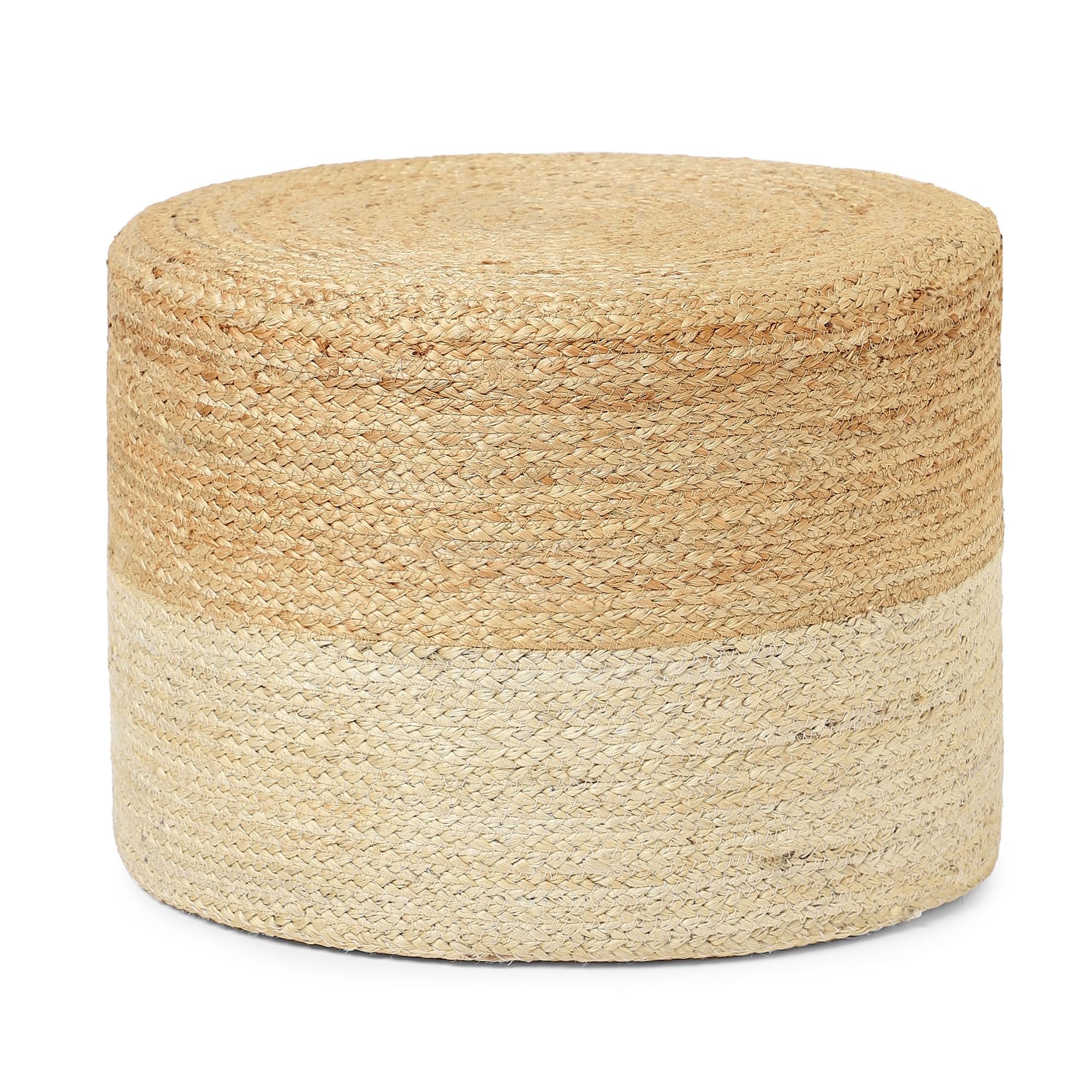 REDEARTH · Cylindrical Pouf Foot Stool Ottoman - Jute Braided Pouffe Poof Accent Sitting Footrest for Living Room, Bedroom, Nursery, Patio, Lounge &