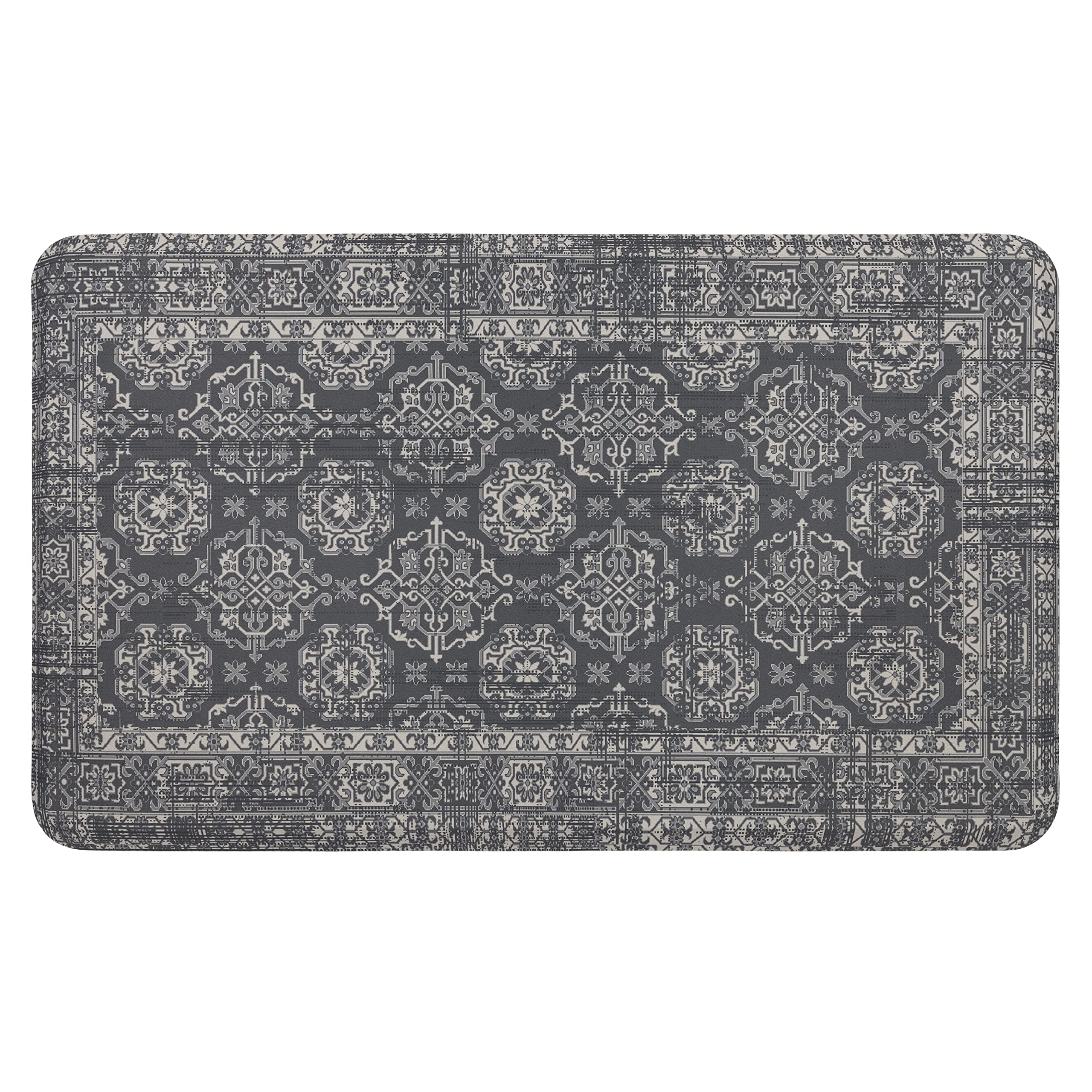 Mohawk Home Anti Fatigue Dri-Pro Cushion Mat, Damask Border Grey (1' 6