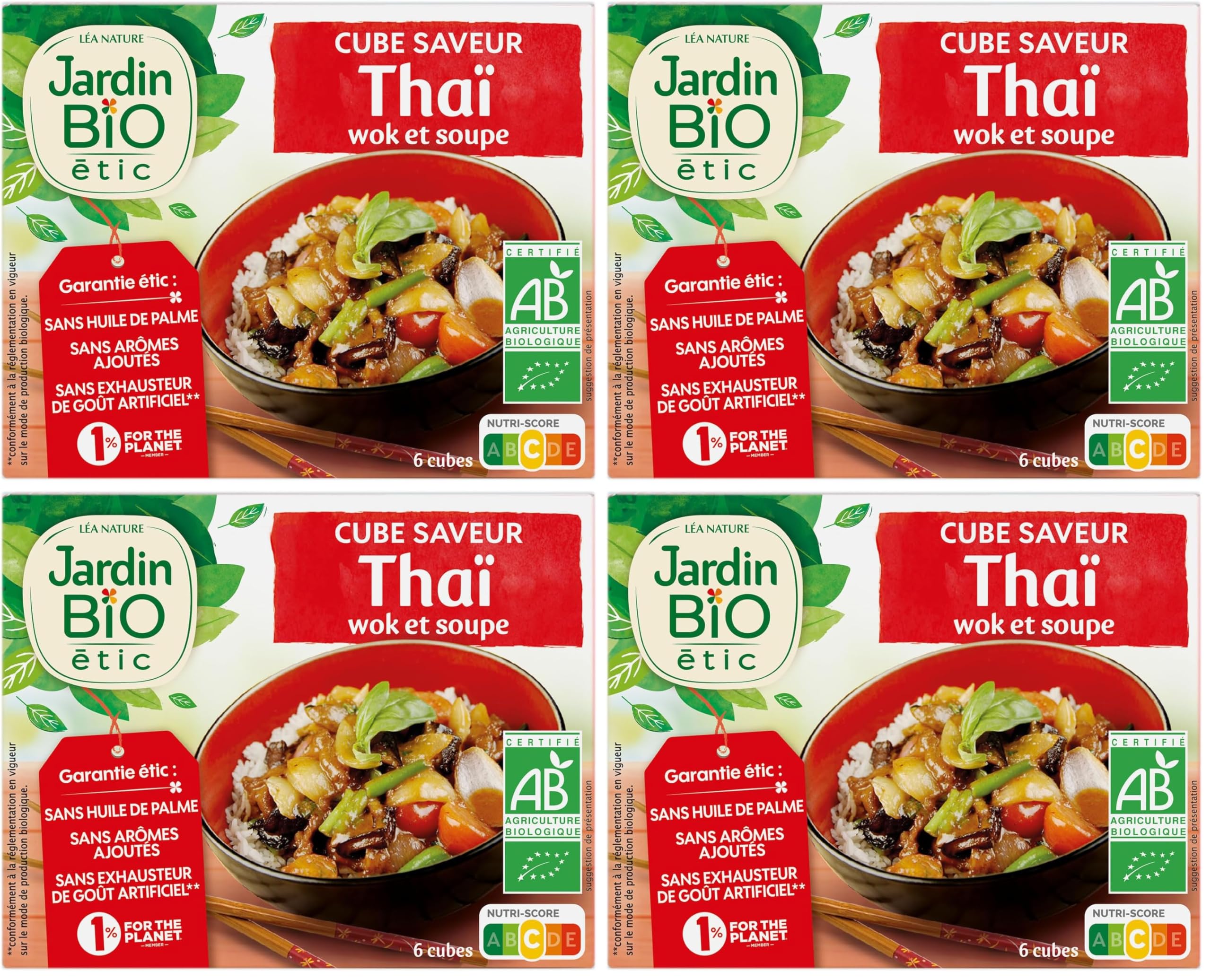 Jardin BiO étic - Cube saveur Thaï wok et soupe (Lot de 4)