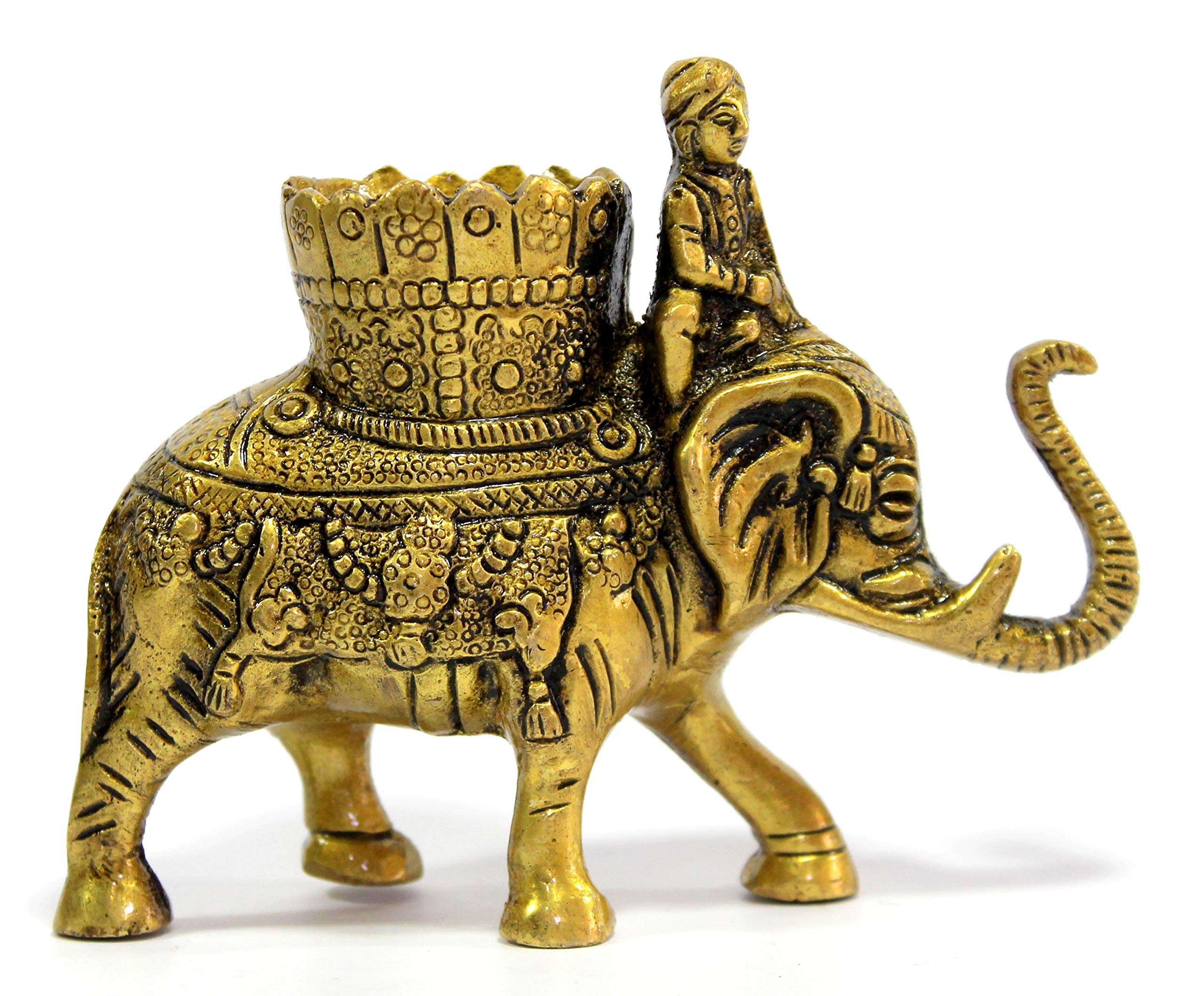 ESPLANADE Elephant Savari/Safari Brass Pen Holder for Desk, Office, and Home | Office Organiser | Desk Organizer | Pen Stand